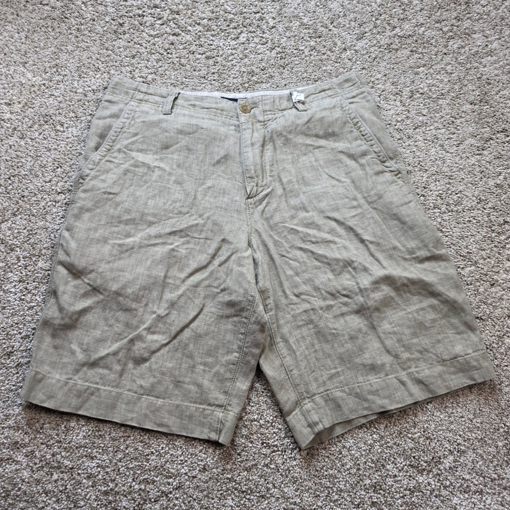 Banana Republic Relaxed Fit Linen Shorts Mens 31 Beige Outdoor Casual Adult